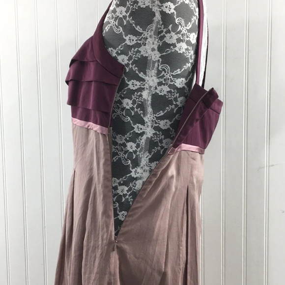 Y2K Cynthia Cynthia Steffe Mocha Purple Halter Sheath Dress Womens 10 Babydoll - Picture 7 of 14